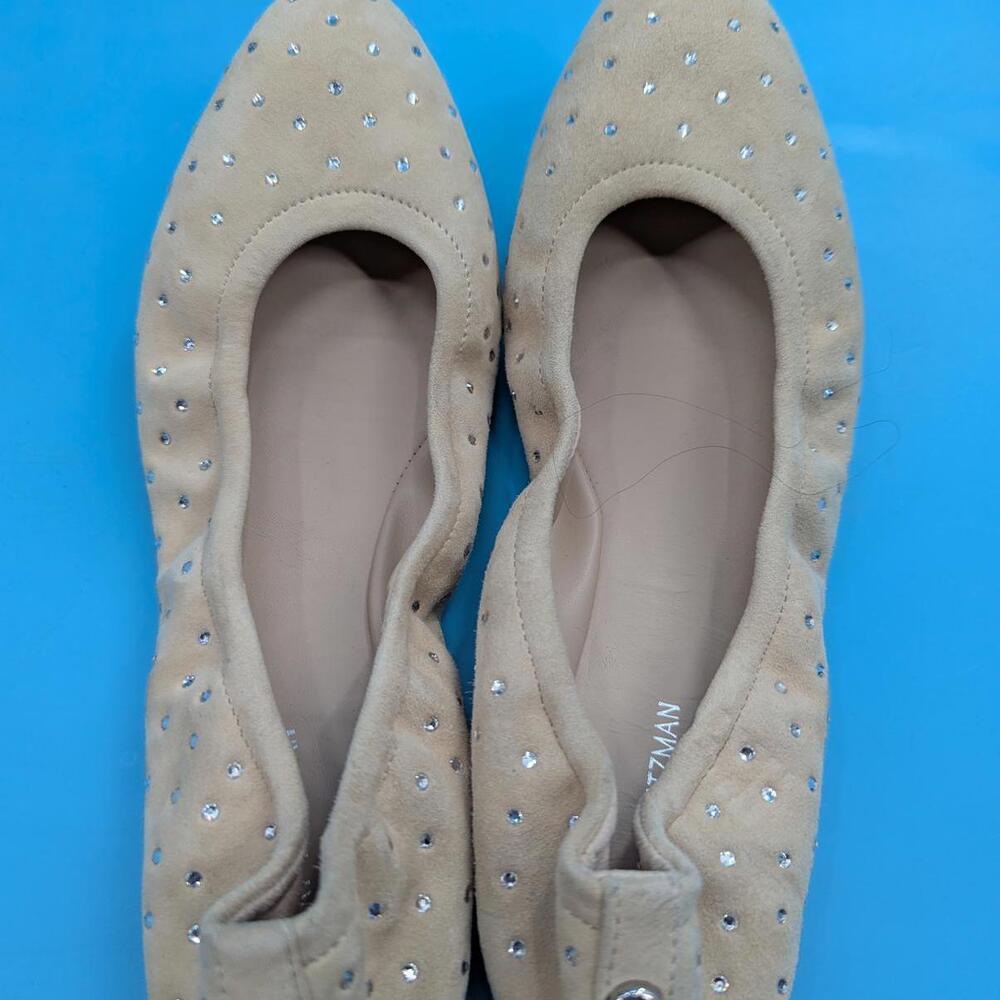 Stuart Weitzman Bling Embellished‎ Suede Ballet Flats SIZE 7.5 NWOB - Picture 5 of 6